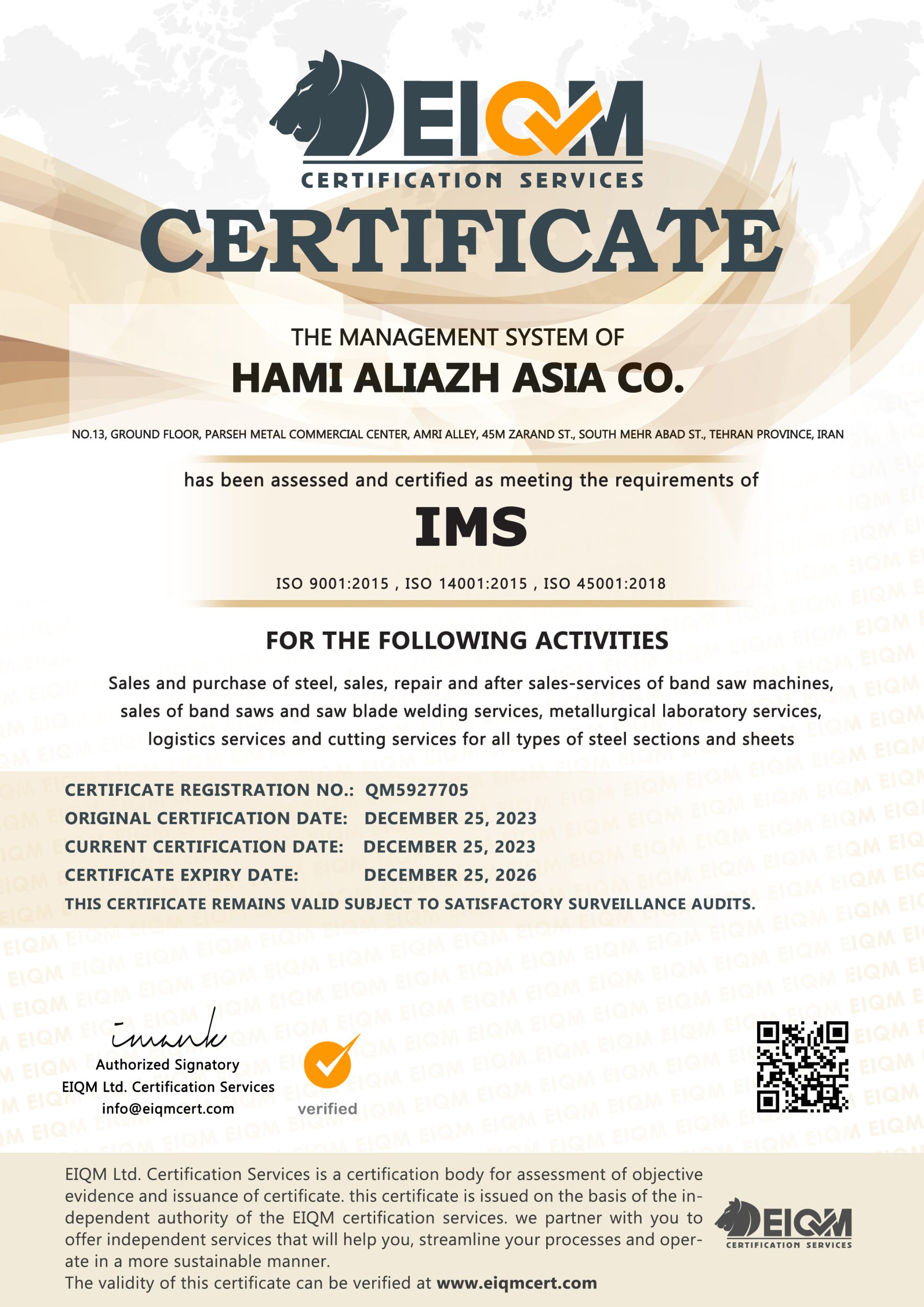 Hami Aliazh Asia Co -IMS- QM5927705